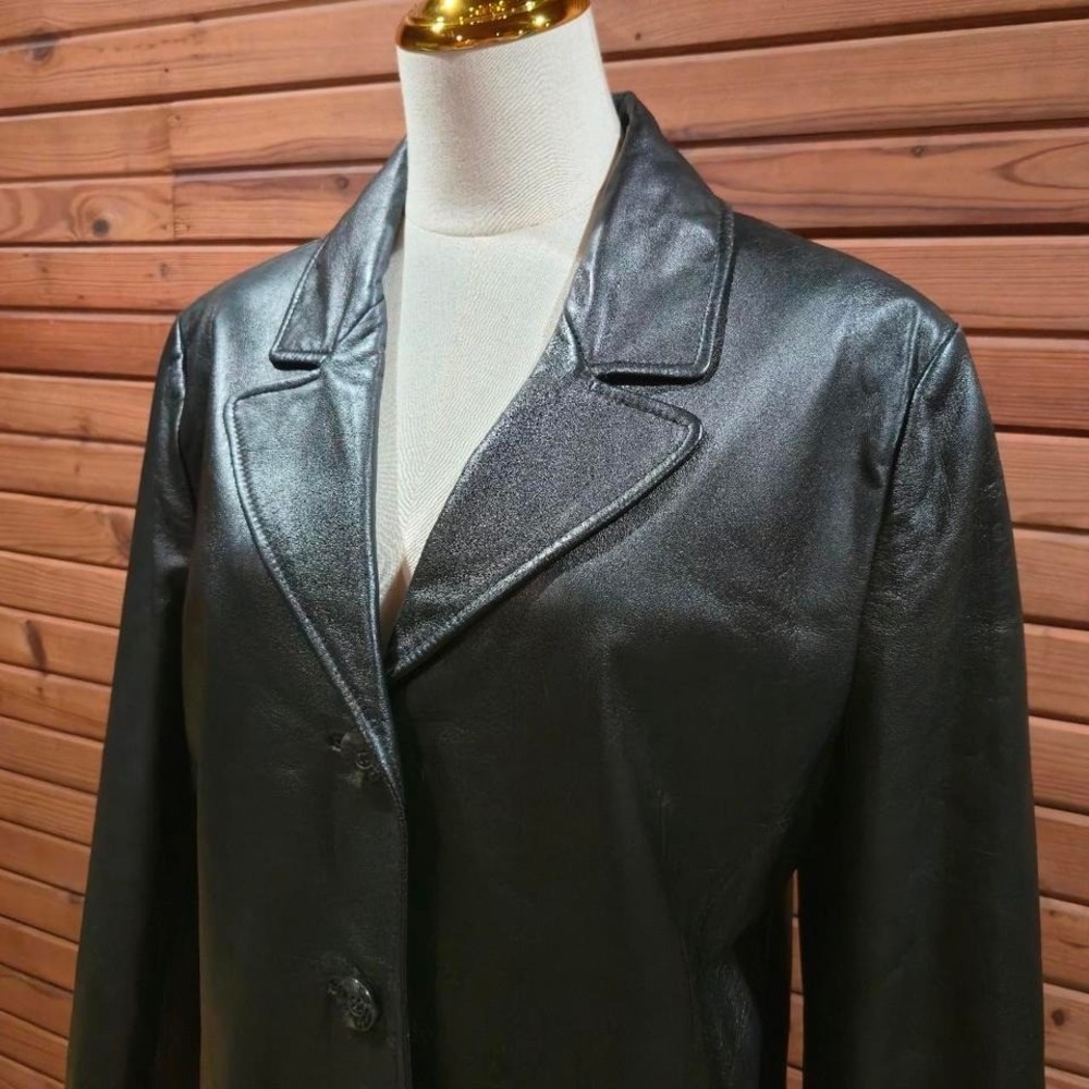 Y2K Wilsons Womens XL Minimalist Leather Car Coat Jacket Goth 90s Streetwear